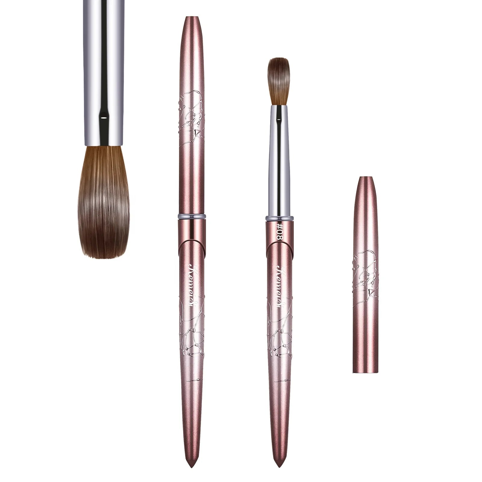Customizable LOGO Color Gradient Metal Acrylic Kolinsky Nail Brush for Nail Shop Manicure Brush Acrylic French Nail Brush