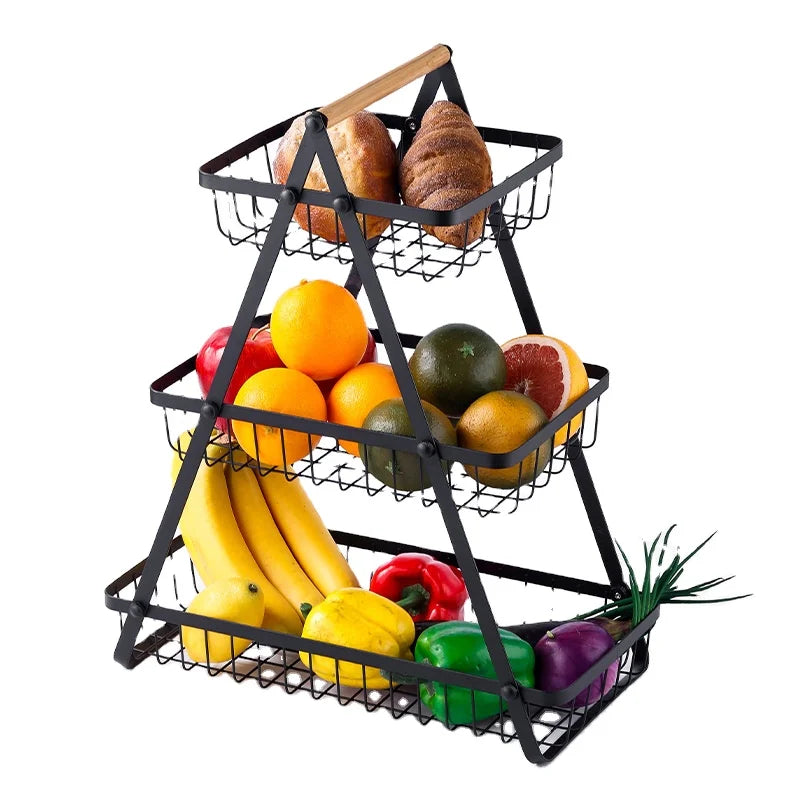 Portable Multi-Functional Metal Basket for Kitchen Fruit and Vegetable Storage & Snacks Candy Tray Fruit Bureau