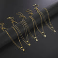 Gold Plated Stainless Steel Initial Necklaces for Women Heart Charm Double Layered Necklaces Jewelry
