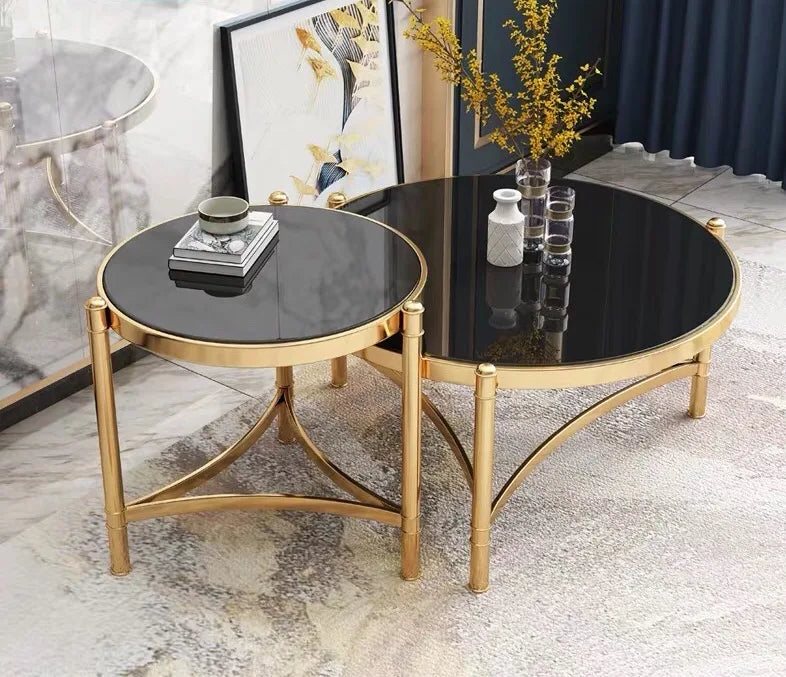 Hot Selling Living Room Furniture Center Table Sets Round Sliver or Gold Stainless Steel Luxury Mirrored Three Coffee Table