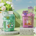 Cartoon Double-Layer Straw Drinking Cups Food-grade Plastic Sports Water Bottle for Kids for Back to School