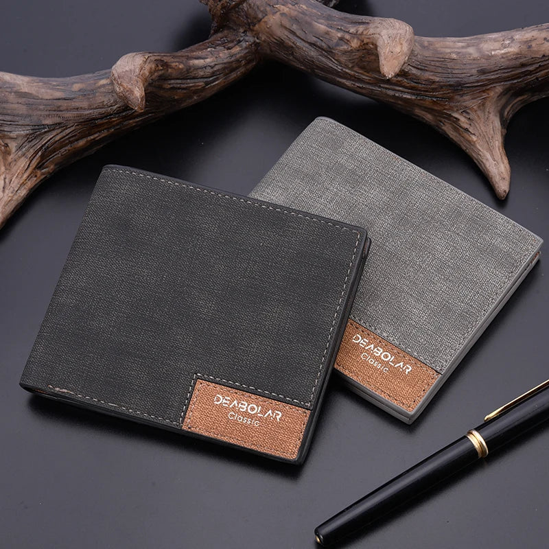 Wholesale Fashion PU Leather Wallet Men Short Casual Simple Thin Double Fold Men's Wallet