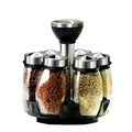 6-Jar Silver Revolving Spice Rack Organizer with Box Kitchen Countertop Spice Stand Includes 6 Glass Jars