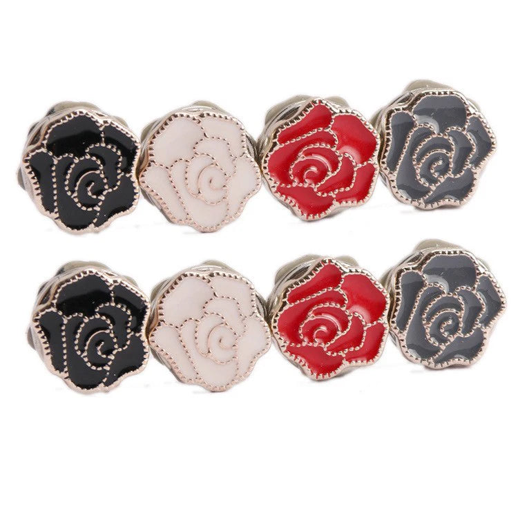 Customized Logo Plating Super Strong Magnetic No Snag Rose Shape Children's Muslim Scarf Brooches Pins Alloy Hijab Gift Party