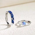 Silver Plated Couple Ring Zircon Diamond Star Galaxy Open Couple Rings for Women Men Wedding Engagement Wedding Jewelry