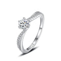 Fashion 925 sterling silver six-claw round simulation diamond women simple zircon wedding ring