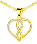 Women S925 Sterling Silver Hollow Heart Shape Infinity Symbol Cubic Zirconia Pendant Necklace