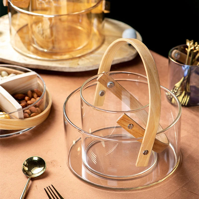 Transparent Glass Eco-Friendly Modern Fruit Plate and Snack Tray Storage Basket