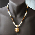Wholesale Luxury Custom Healing Gemstone lion Necklace Men's Natural tiger Eye Howlite Beaded Necklace Gift for Him Christmas