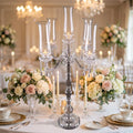 Crystal Candle Holder 5 Arms Retro Wedding Table Centerpieces Clear Glass Candlesticks for Wedding Party Decorations