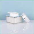 Luxury Acrylic Cream Jar 30g 50g Square Plastic Double Wall Jar for Cosmetic Skincare Face Serum Lotion Eye Cream Packaging