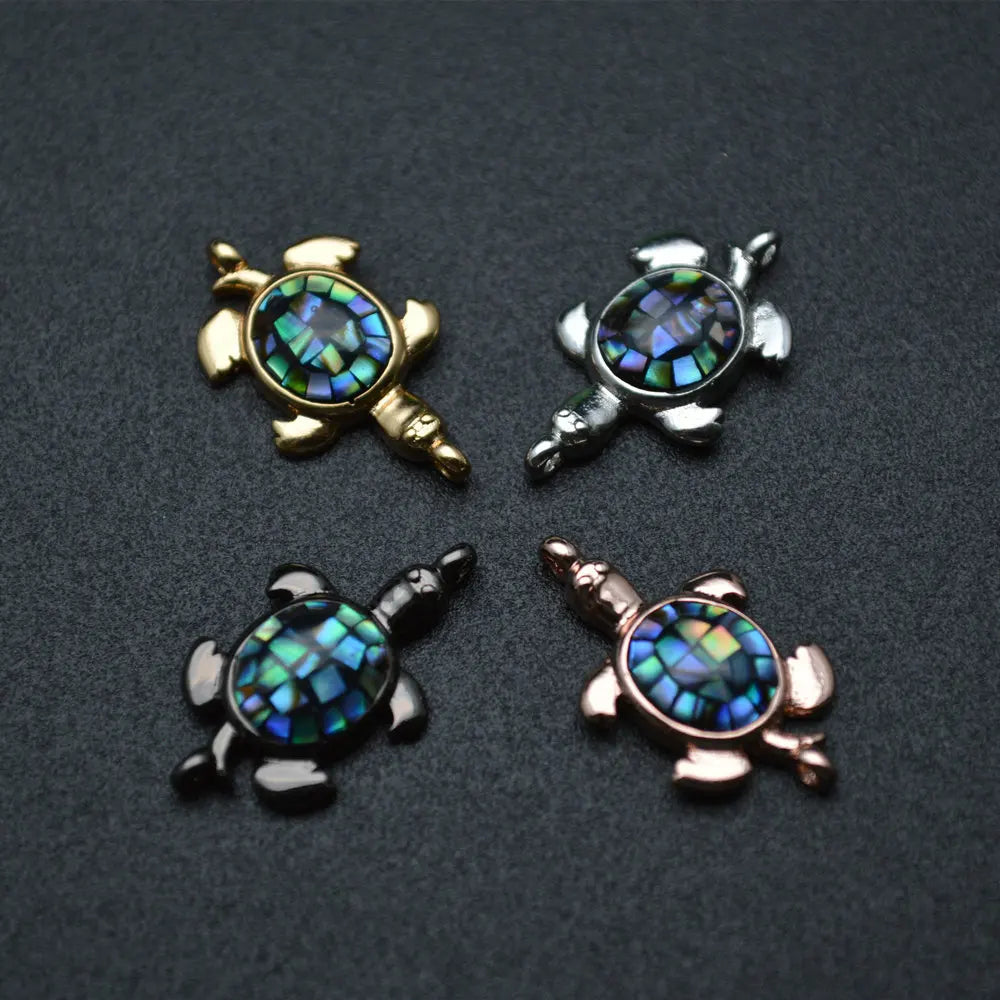 Colorful Natural Shell Turtle Charms Connector for Jewelry Making DIY  Bracelet Jewelry Copper Accessories