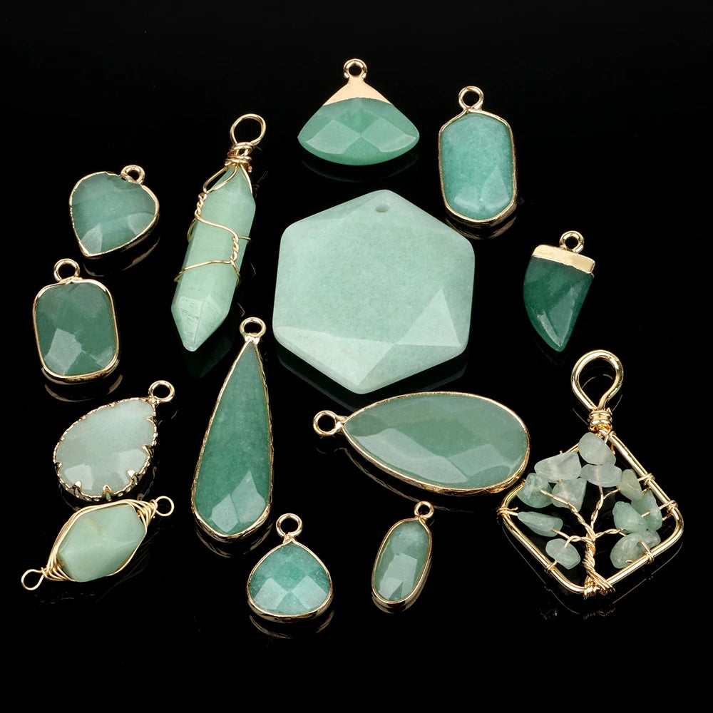 High Quality Aventurine Stone Pendant Necklace Green Men's & Women's Fashion Jewelry with Accessory Charms