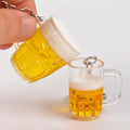 Creative Gift Mini Simulation Beer Mug Keychain Men Women Couple Key Chain Cute Food Keyring Bag Pendant Wholesale