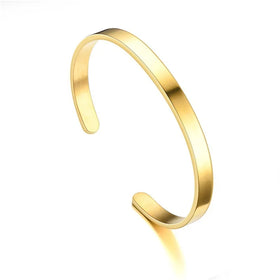 Hot Selling Opening Adjustable C-shape DIY Minimalist Fashion Stainless Steel Cuff Bracelet Classic Black Cuff Bangle
