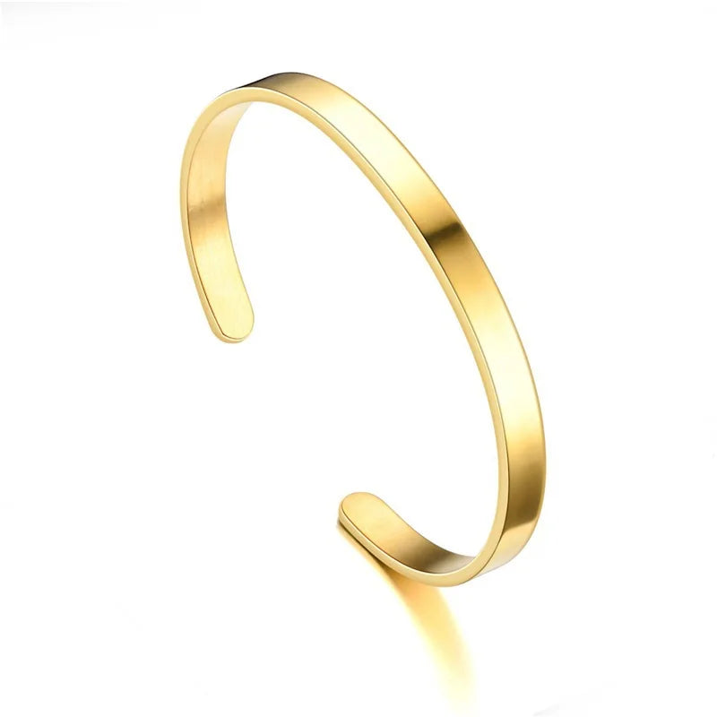 Hot Selling Opening Adjustable C-shape DIY Minimalist Fashion Stainless Steel Cuff Bracelet Classic Black Cuff Bangle