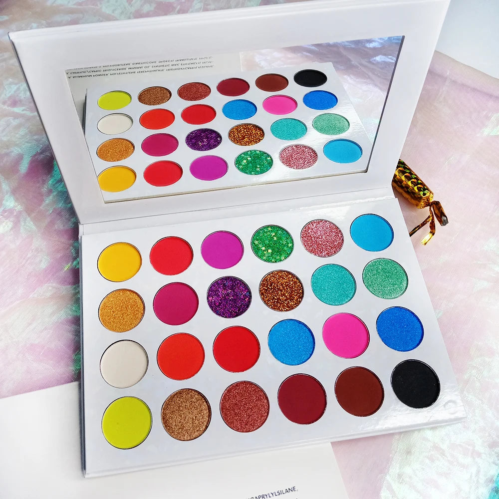 24 Color Fluorescent Eyeshadow Wholesale High Pigmented Glitter Eyeshadow Matte Eyeshadow Palette