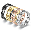 Dingchao Viking Norse Rune Stainless Steel Hollow Men's Finger Ring 6mm Nordic Letter Metal Rock Ring Wedding Jewelry