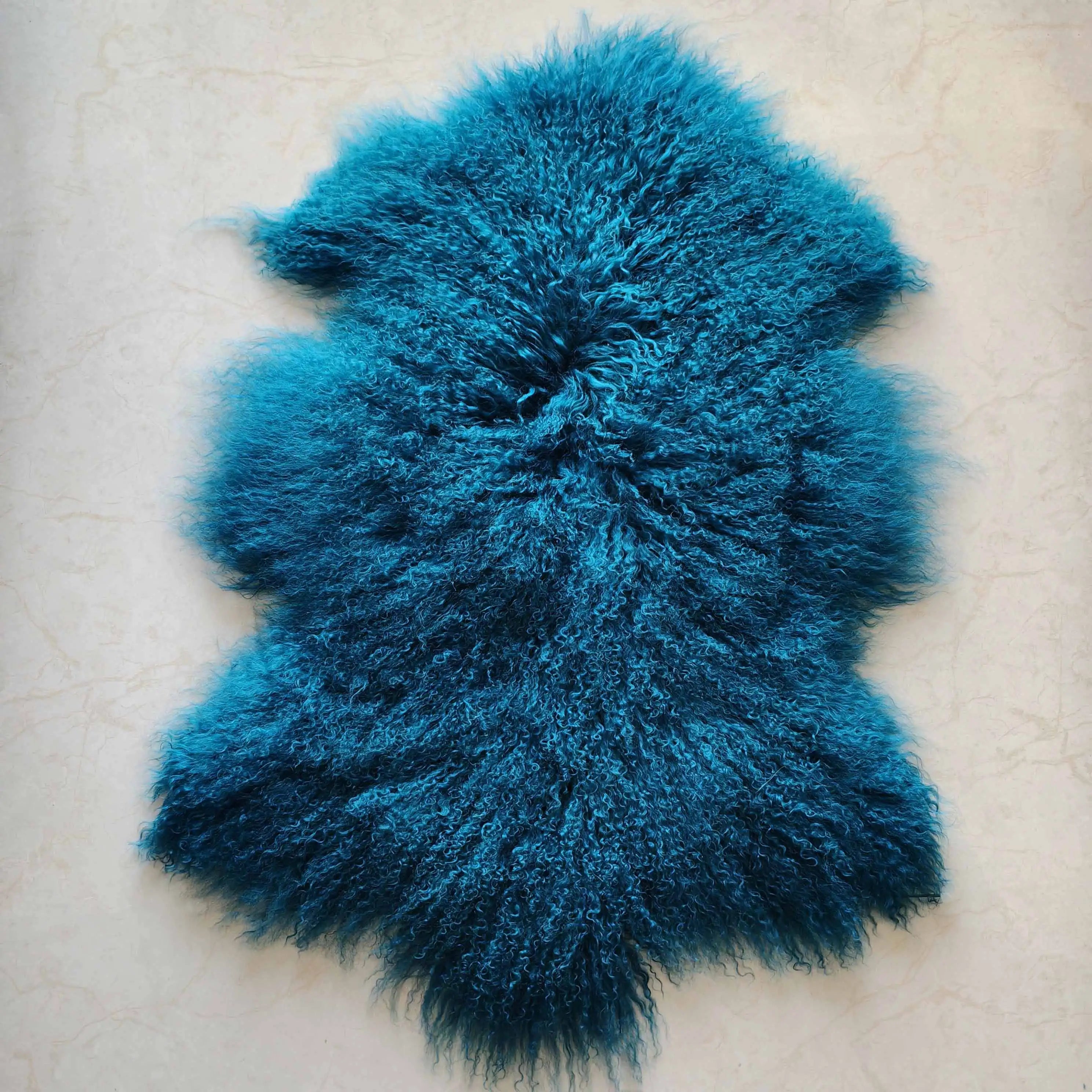 Custom Color Real Tibetan Sheepskin Fur Rug Eco-friendly Natural Curly Fur Thick Pile Modern for Home & Car