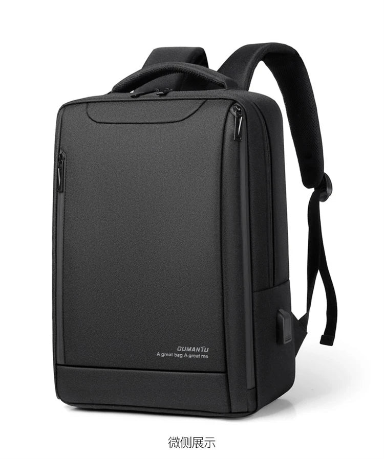 Men's Casual 15 Antitheft Business Travel Laptop Backpack Waterproof with USB Charging Zipper Closure and Letter Pattern