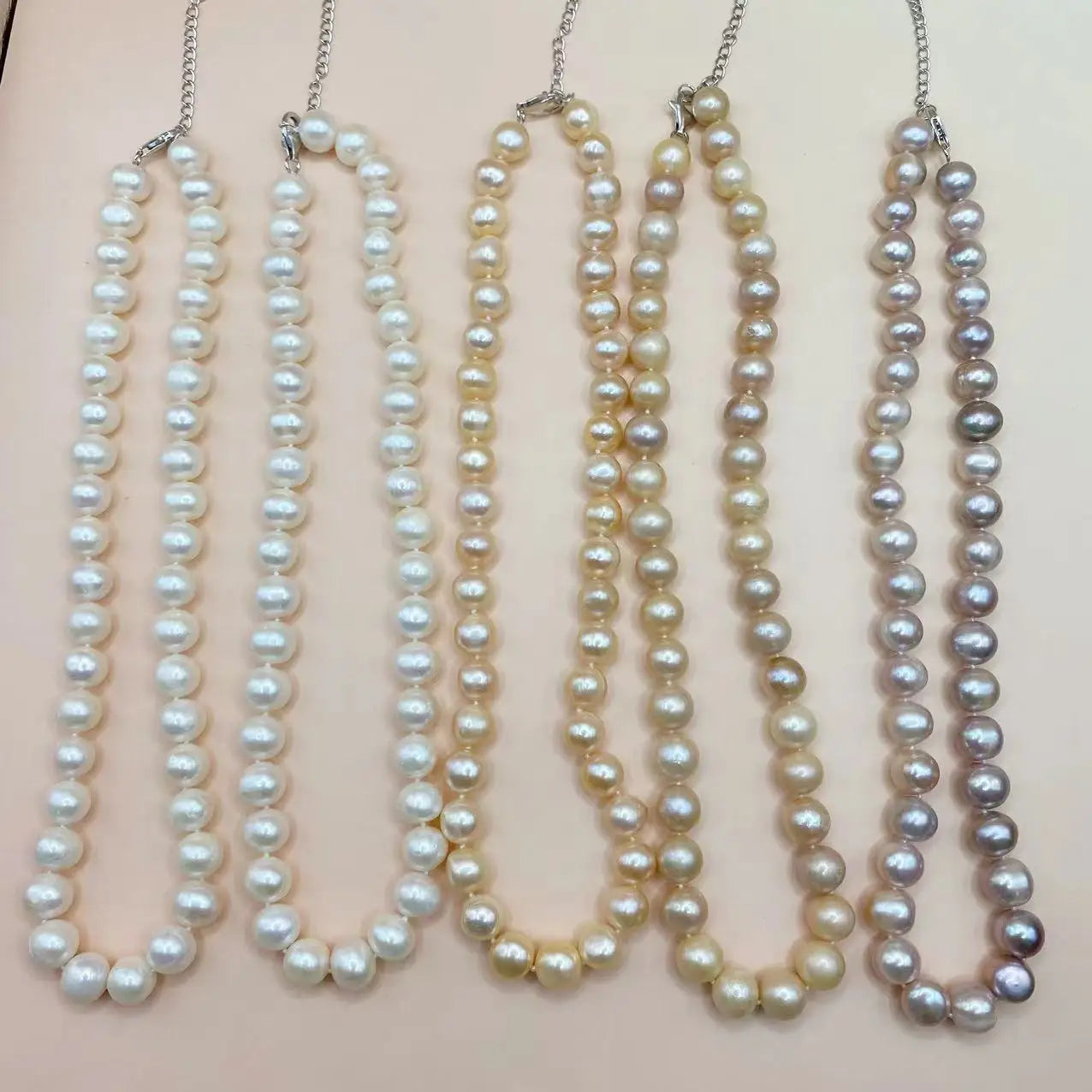 Large Size Freshwater Pearl Necklace with 5cm Extension Chain 10-11mm Pearl Necklace Choice of Natural Colors White/pink/purple