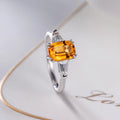 Factory Custom Natural Citrine White Sapphire 18K Au750 Gold Ring