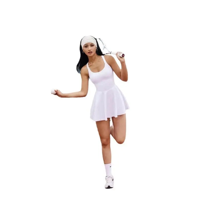 Quick Dry High Stretchy Tennis Skirt Women Sportswear Clothing Fashion Yoga One Piece Tennis Dress Fitness Clothing Women
