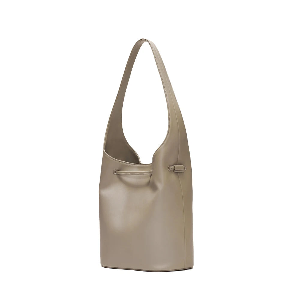 Wholesale Custom Logo Luxury Shoulder Handbags Women Large Capacity Portable PU Leather Tote Bags with Drawstring Closure