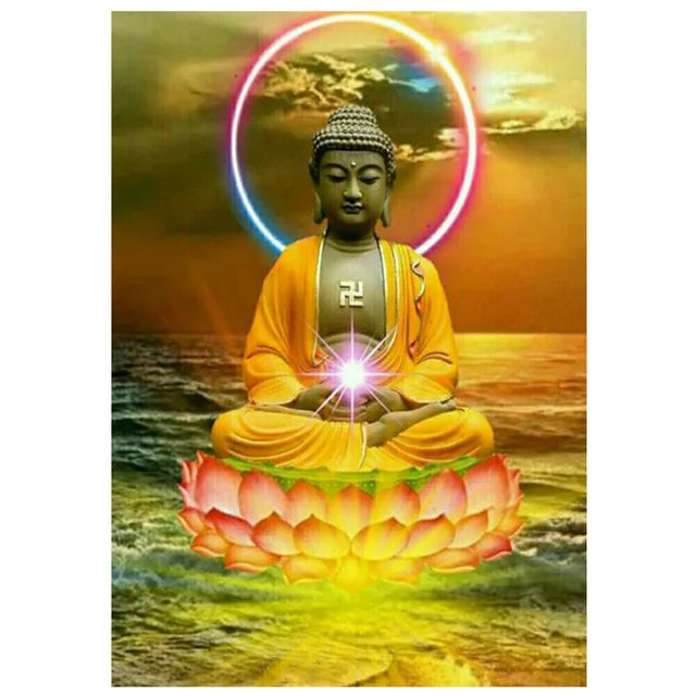 LS 5D DIY Diamond Painting Full Drill Embroidery Buddha Picture Religion-Themed Cross Stitch Home Decoration Printed Portrait
