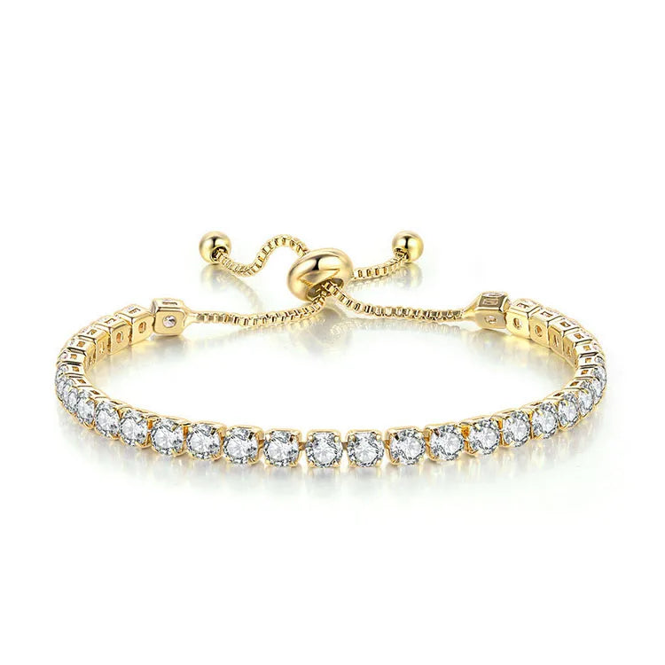 BC1315 4mm Simple Birthstone Diamond Zircon Cubic Zirconia Chain Slide BraceletDiamond CZ Adjustable Bracelets Tennis Bracelet