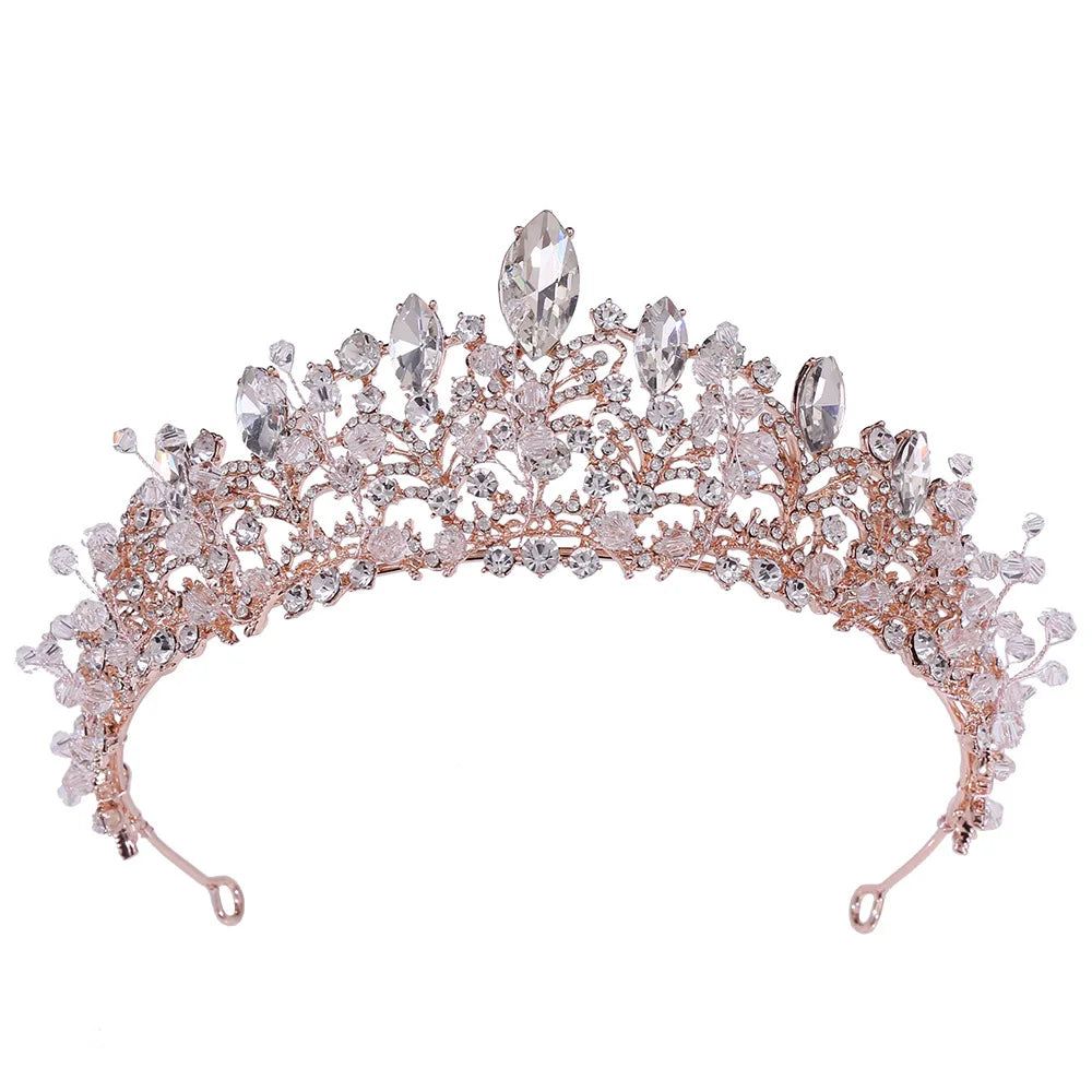 New Bridal Jewelry Exquisite Handmade Crystal Beaded Wedding Crown Dress Accessories Tiaras Wedding Supplies