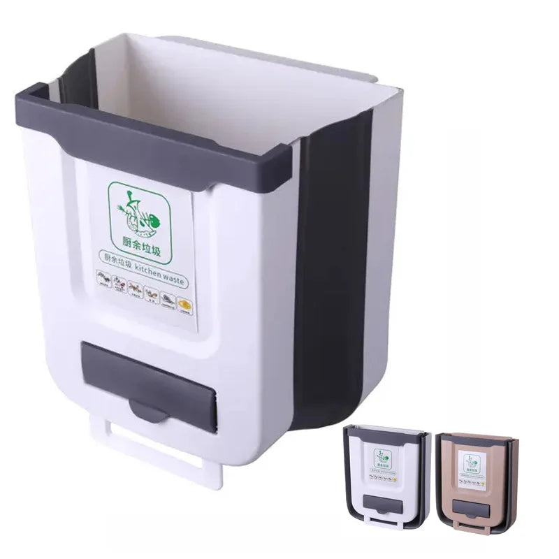 Hanging Kitchen Recycle Rubbish Foldable Waste Bin Collapsible Small Garbage Dustbin Kitchen Plastic Trash Can