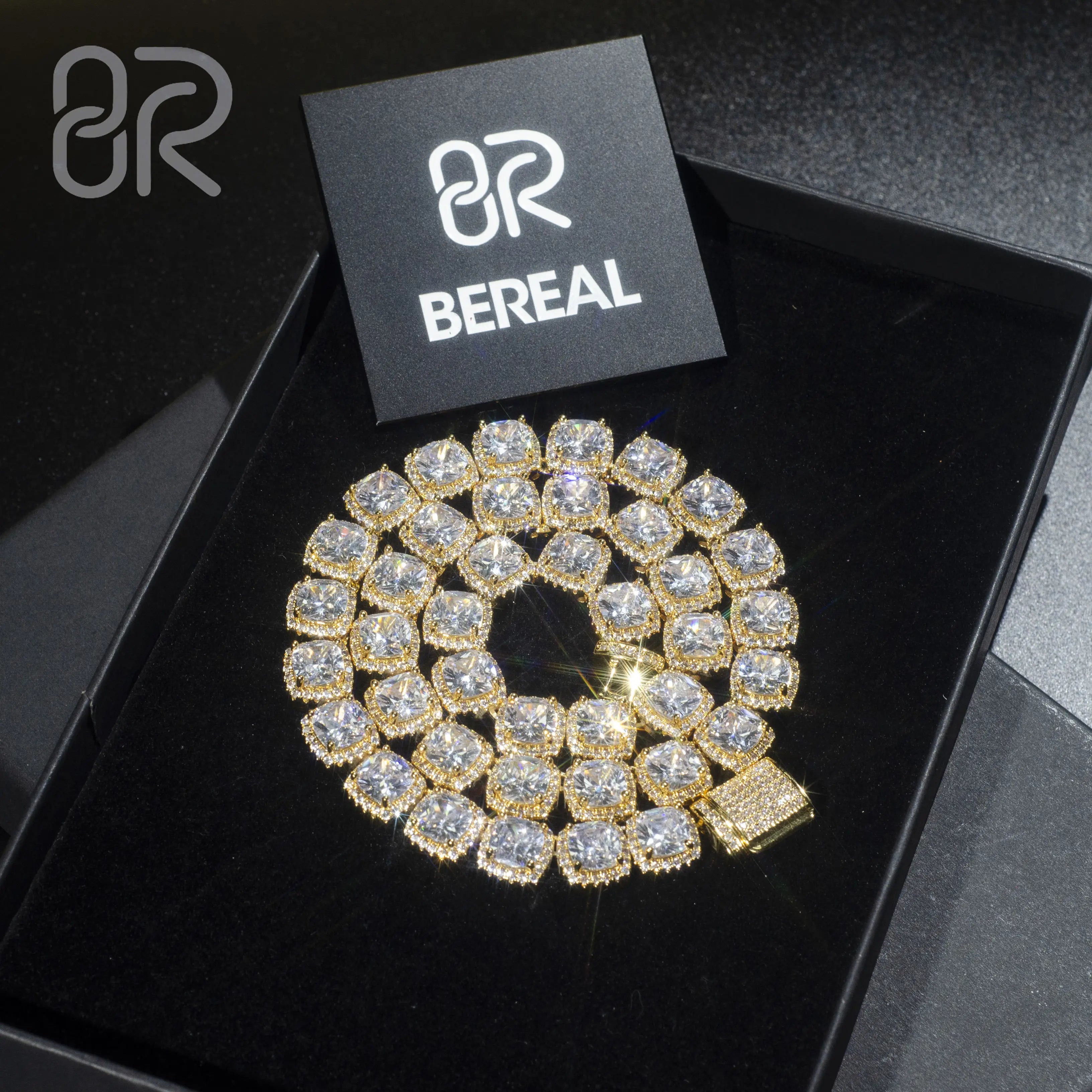 Hot Selling Gold Plated Vvs Moissanite Tennis Chain Necklace Pass Diamond Tester Baguette Cut 925 Silver Hip Hop Bracelet