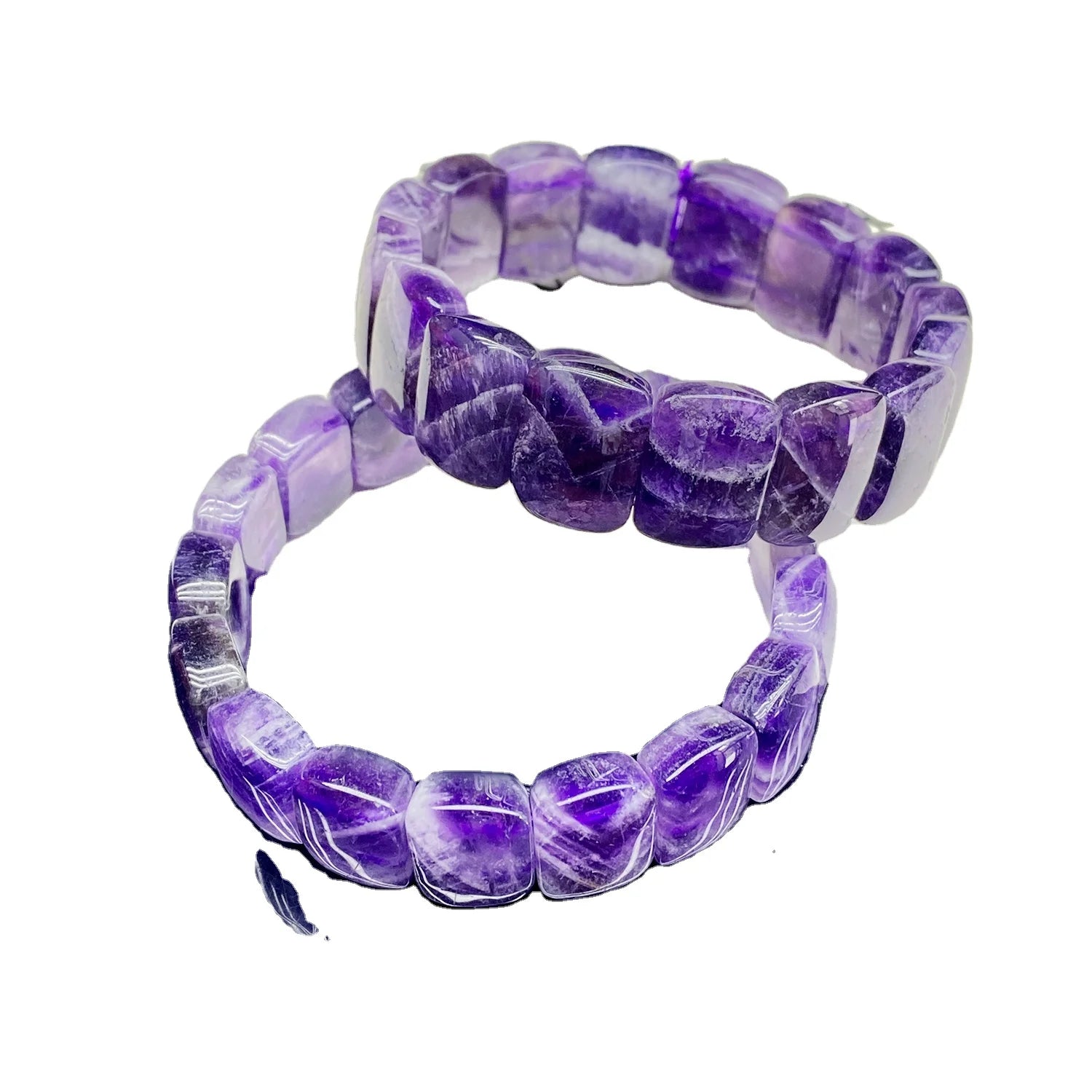 Wholesale Polished Dream Amethyst Diamond Bracelets Natural Crystal Healing Stone for Jewelry Decoration