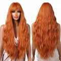 Wigs Wholesale Long Wavy Orange Colorful Wigs Deep Wave Copper Ginger Synthetic Wig Bangs Hair for Black Women