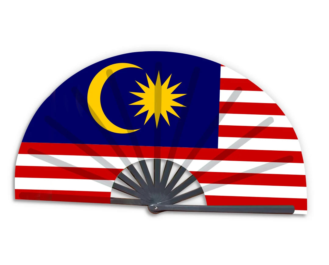 New Product Customized National Cuntry Flag Malaysia Folding Bamboo Hand Held Fan