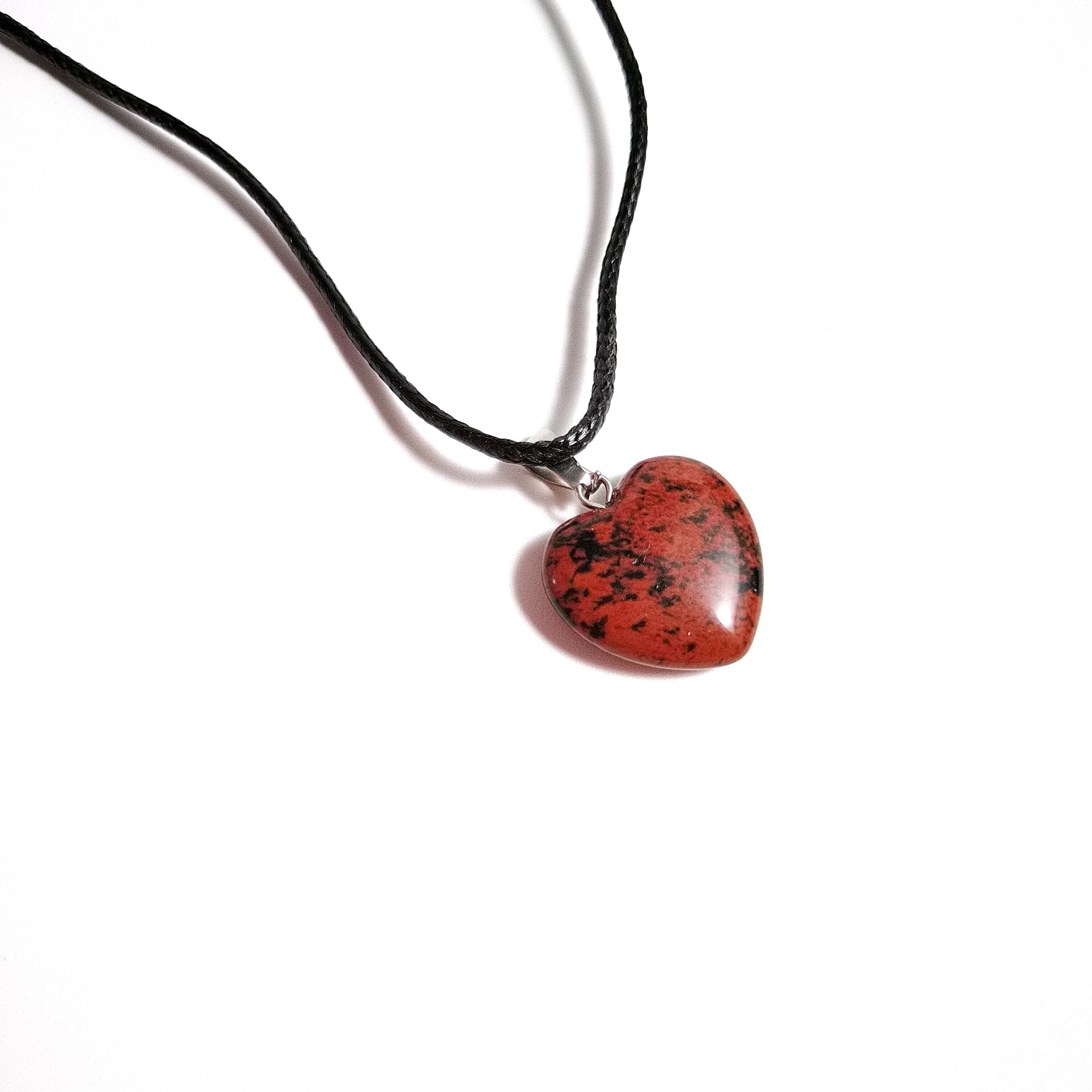 HZ Natural Healing Crystal Stones Mahogany Obsidian Heart Pendant for Decoration Gift