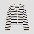 Custom logo Sweaters Woman Mid-weight Button Front Cardigan Knit Old Money Aesthetic Black and White Striped Sweater for Women