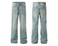 Denim Streetwear Soft Casual Cotton Custom Hip Hop Straight Wide Leg Blue Jeans for Men