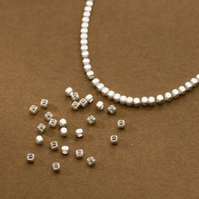 DIY 3mm 925 Sterling Silver Square Loose Beads for Jewelry Making Accessories
