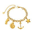 Retro Exquisite Titanium Steel Bracelet for Women Ocean-style Pendant Stainless Steel Color-preserving Bracelet