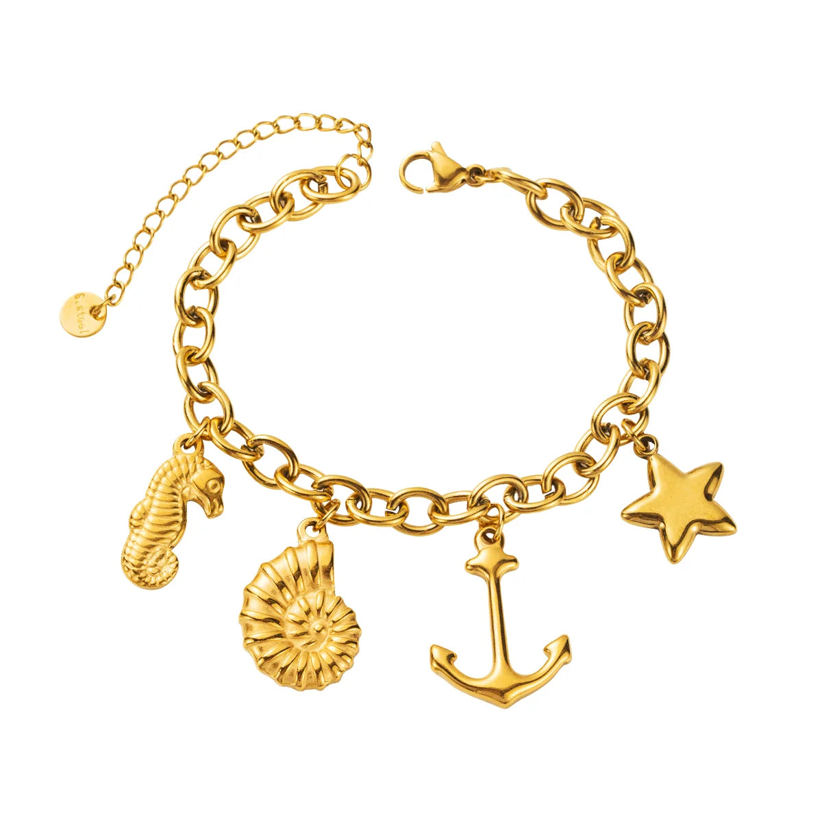 Retro Exquisite Titanium Steel Bracelet for Women Ocean-style Pendant Stainless Steel Color-preserving Bracelet