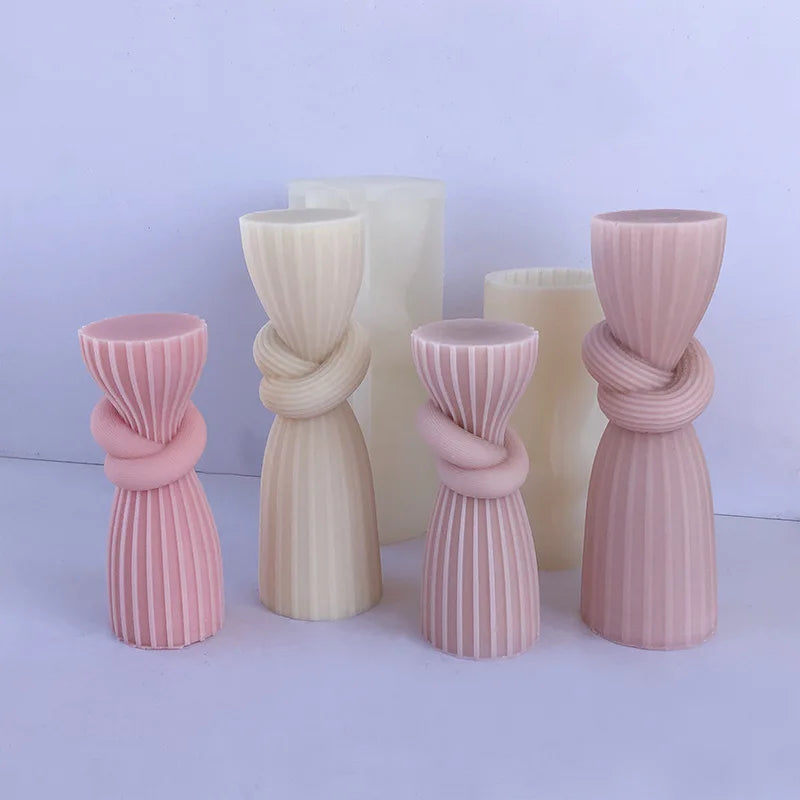 Rope Column Candle Silicone Molds 3D Aromatherapy Table Decoration Stripe Dress Pendant Mold