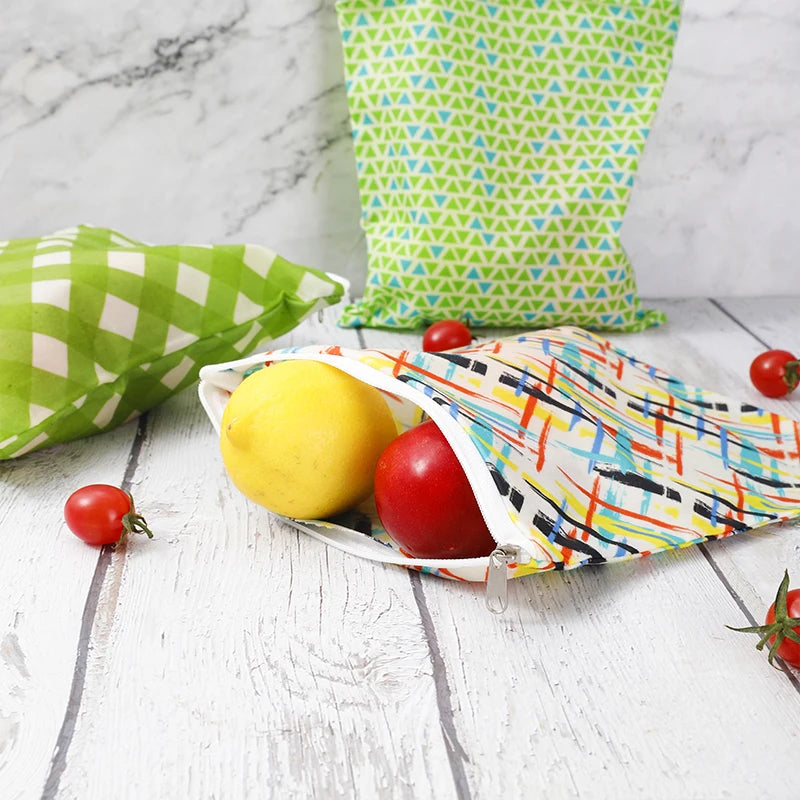 Sustainable zero Waste Kitchen Bag Custom Beeswax Food Wrap Bag Sandwich Food Bag with Zip Freshness Preservation
