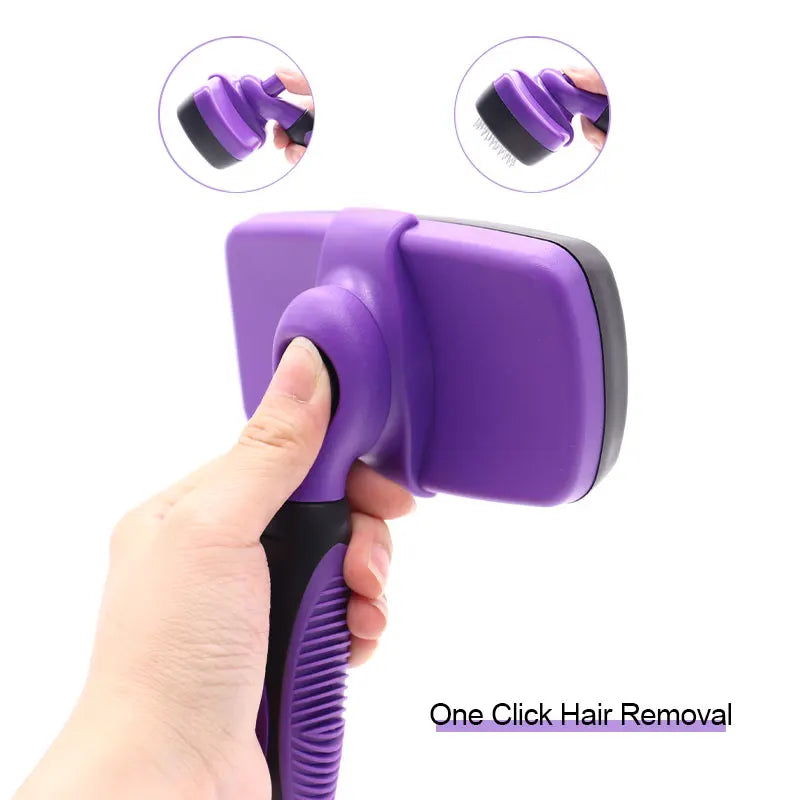 Low MOQ Custom Logo & Color Cat Dog Pet Hair Shedding Grooming Comb Self Cleaning Slicker Brush Tool