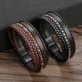 Hot Selling Multilayer Leather Rope Bracelet for Men Magnetic Clasp Fashion Bracelet Bangle Classic Men's Leather Jewelry