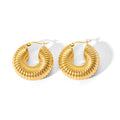 Fashionable 316L 18K PVD Plating Hollow Honeycomb CC Hoop Earrings  Waterproof Anti-TarnishFor Woman