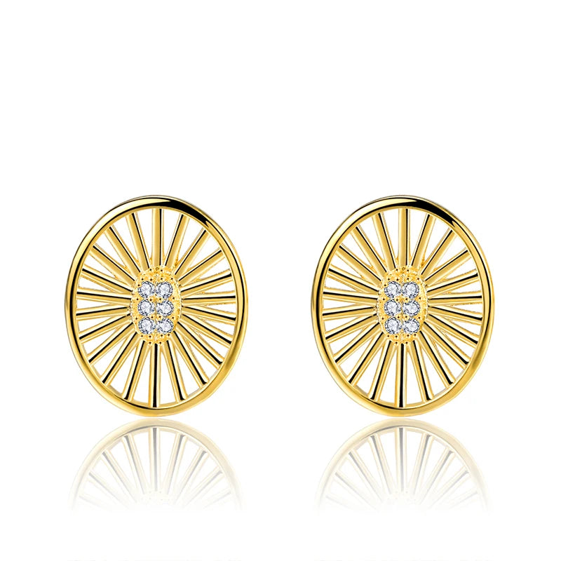 Dubai Luxury Golden CZ Zircon Piercing Jewelry Fashionable Geometric Shape 18K Gold Plated Stud Earrings for Wedding Party Gift