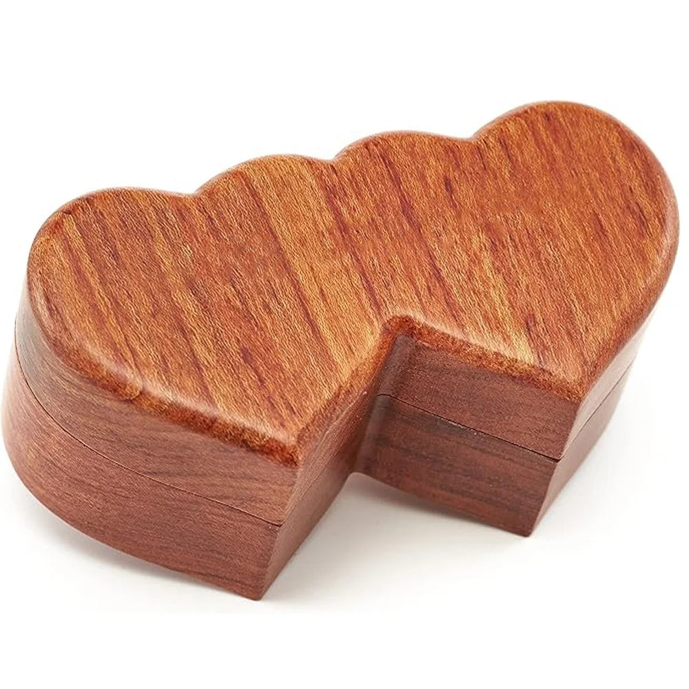 Handicraftviet Ring Box Mr and Mrs  Heart to Heart Wooden Ring Box Wedding Gift Carving Engagement Ceremony Ring Box