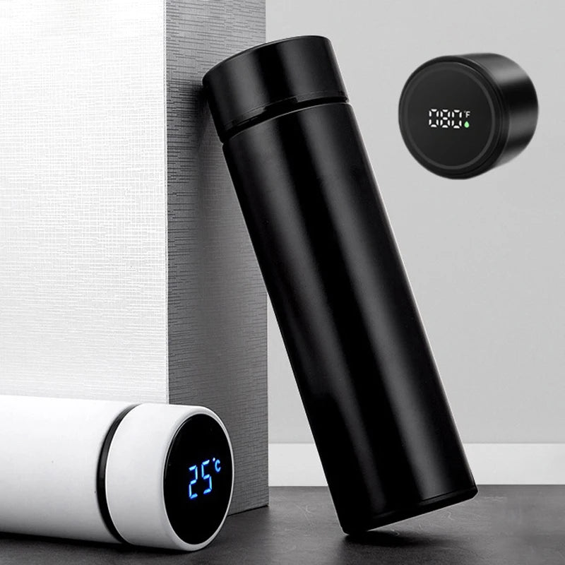 Black Smart Thermos Water Bottle Espresso Stainless Steel Coffee Cup